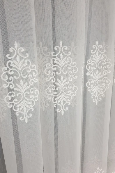 Ttm Damask Desen Tasarım Kırışmaz Ütü Istemez Tül 1e 3kat Sık Pileli Tül Perde - 6
