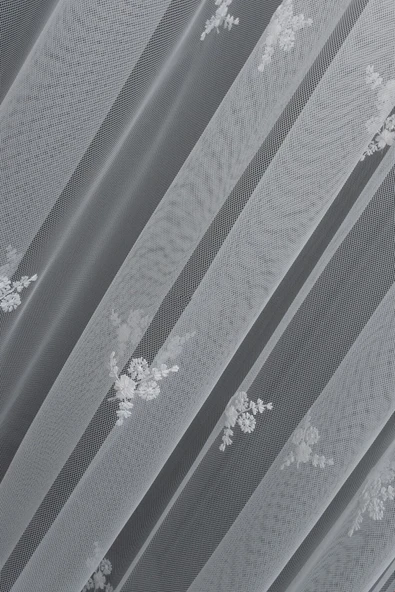 Grek Serpme Nakışlı Tasarım Zarif Moda Desen 1/3kat Pileli Tül Perde - Resim 3