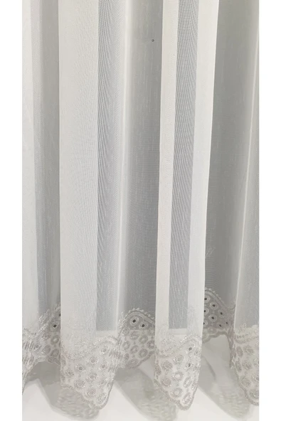 Farbateks Dikim Gümüş Silver Gri Renk Oron Işlemeli Ütü Istemez Özel Seri 3kat Pile Tül Perde - Resim 3