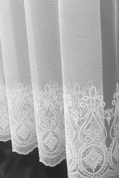 Brillant Damask Mentol Salon Tül Perde Model Tasarım Çeşit Renk Tül 3 Katpileli - Resim 5