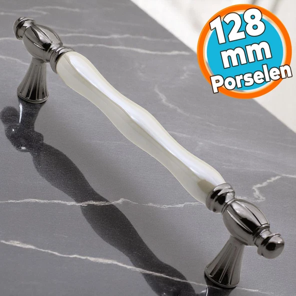 Gerçek Lüks Porselen Mobilya Mutfak Çekmece Dolap Dolabı Kulpu Kulbu (128 MM-12.8 CM) Sedef Füme ürün görseli