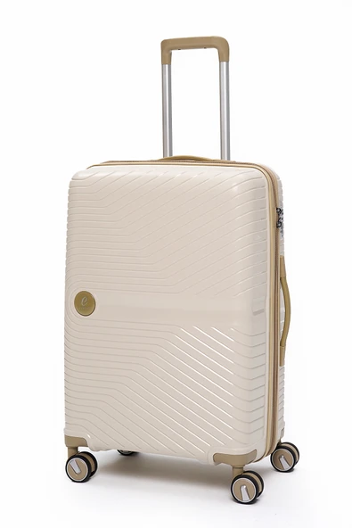 Elatae Exclusive Pro Polipropilen Orta Boy Kırılmaz Valiz Bej - Vizon 5239 ürün görseli