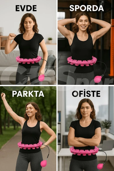 CKSpor Akıllı Hulahop 24 Parçalı – 360° Ayarlanabilir Masajlı Zayıflama Spor Halkası Pembe CKS-26 - 2