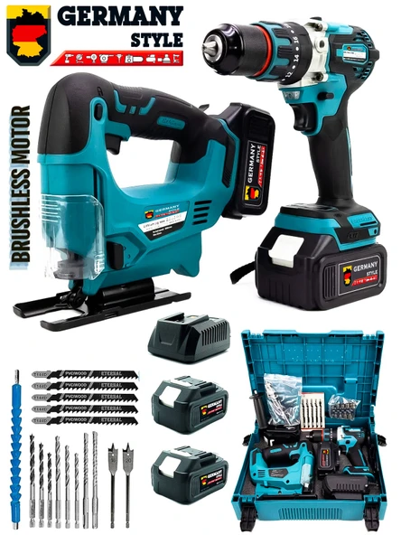 Germany Style MX-160 Çelik Mandren Akülü Vidalama Matkap-Dekupaj Testere Seti Çantalı