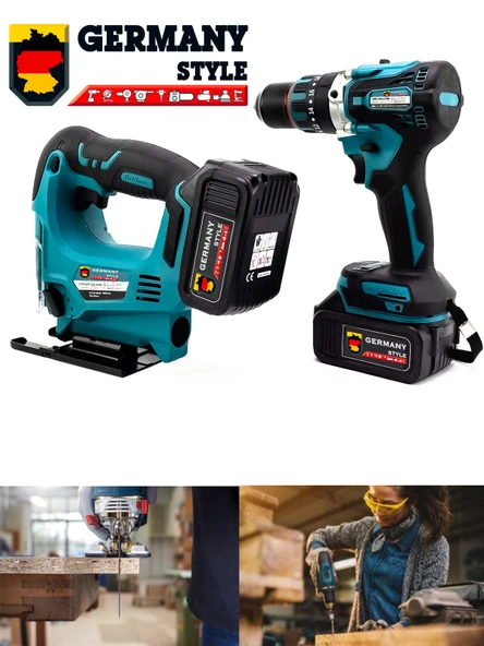 Germany Style MX-160 Çelik Mandren Akülü Vidalama Matkap-Dekupaj Testere Seti Çantalı - 2