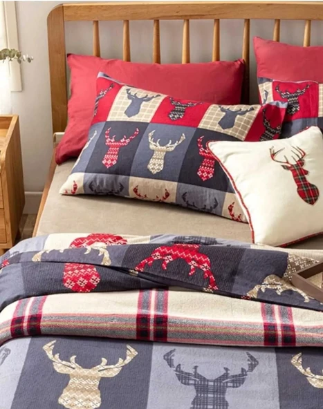 English Home Patchy Deers %100 Pamuk Flanel 2li Yastık Kılıfı - 2