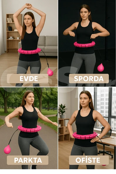 CKSpor Akıllı Hulahop 24 Parçalı – 360° Ayarlanabilir Masajlı Zayıflama Spor Halkası Pembe CKS-26 - 4