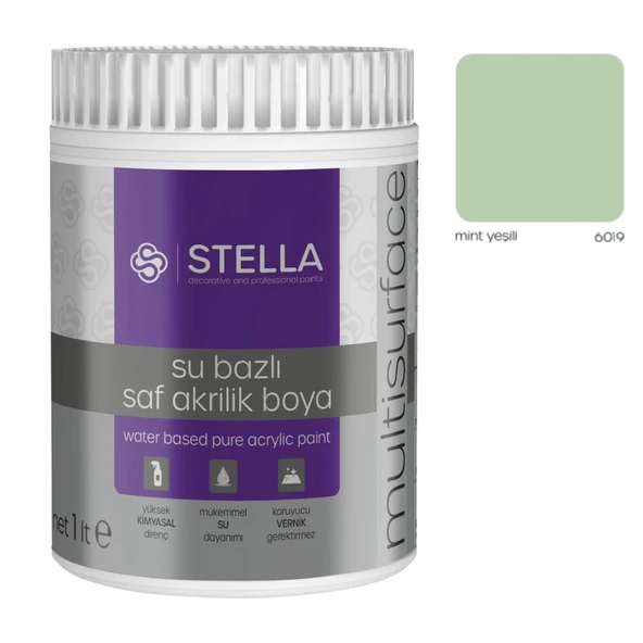 Stella Su Bazlı Saf Akrilik Boya Mint Yeşili Ral-6019