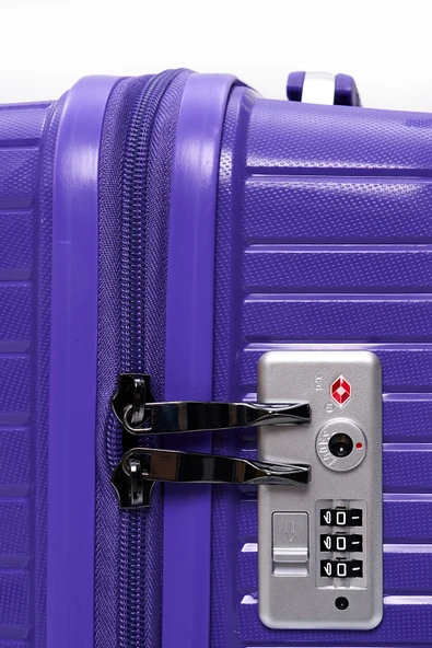 Elatae Exclusive Pro Polipropilen Büyük Boy Kırılmaz Valiz Mor 5239 - Resim 6