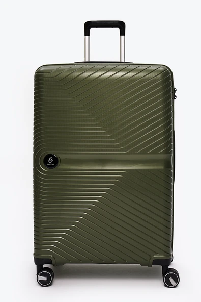 Elatae Exclusive Pro Polipropilen Büyük Boy Kırılmaz Valiz Haki 5239 - Resim 2