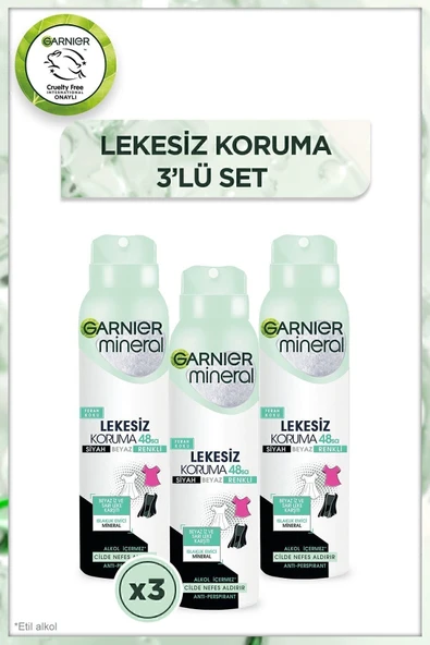 Garnier Mineral Lekesiz Koruma Ferah Koku Sprey Bayan 150 ml x 3 Adet