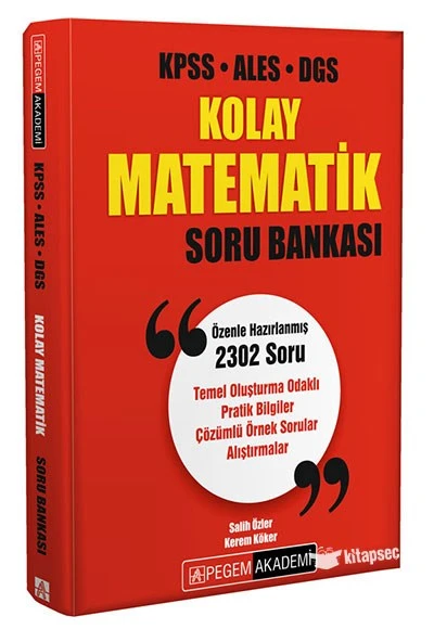 KPSS ALES DGS Kolay Matematik Soru Bankası Çözümlü Pegem Akademi Yayınları