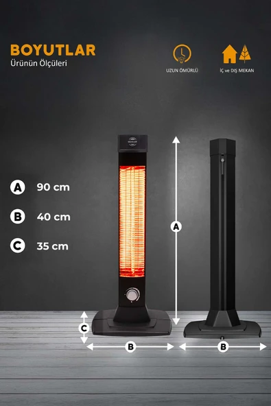 MR-ST3452 BL 2500W Dikey Elektrikli Isıtıcı - 5