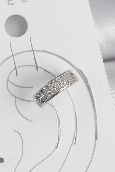 Pirinç Gümüş Renk Zirkon Taşlı Kıkırdak Model Kadın Küpe - EBJ250522W34170 ürün görseli