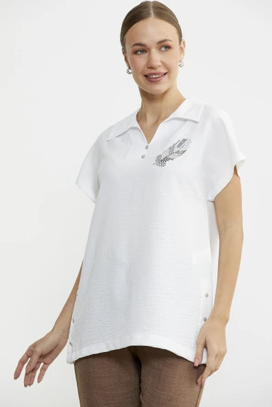 Polo Yaka Keten Görüntülü Takım - Kahve - Resim 3