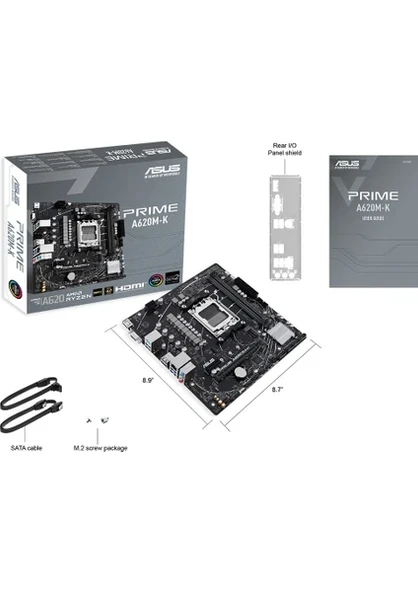 Asus Prime A620M-K AMD AM5 DDR5 Micro ATX Anakart - 5