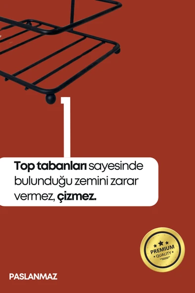 Çok Amaçlı Ahşap Kulplu Metal Stand Düzenleyici Organizer -Baharatlık- Sosluk-Makyaj Düzenleyici - 6