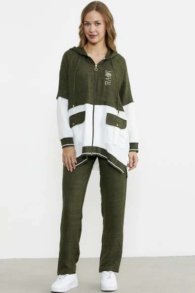 Blok Renk Geçişli Tunik Takım - Haki ürün görseli