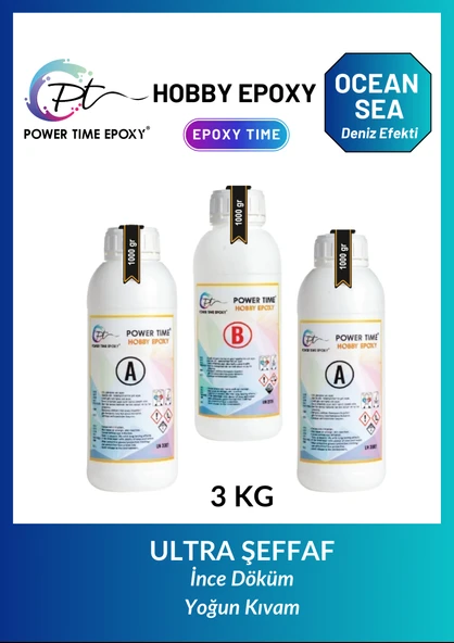 3 Kg Hobi Epoksi Ocean&sea/ Deniz Efekti Ultra Şeffaf ve Parlak Epoksi Reçine Ince Döküm Yoğun Kıvam ürün görseli 1