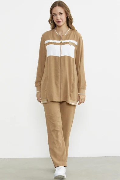 Blok Geçişli Rahat Kalıp Takım - Kamel ürün görseli