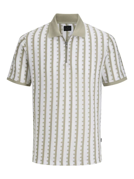 JACK JONES Erkek Örme Fermuar Detaylı Polo Yaka Tişört 12276108