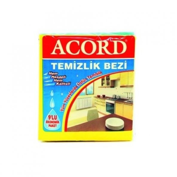 Acord Çok Renkli Temizlik Bezi 35x37 Cm 9lu