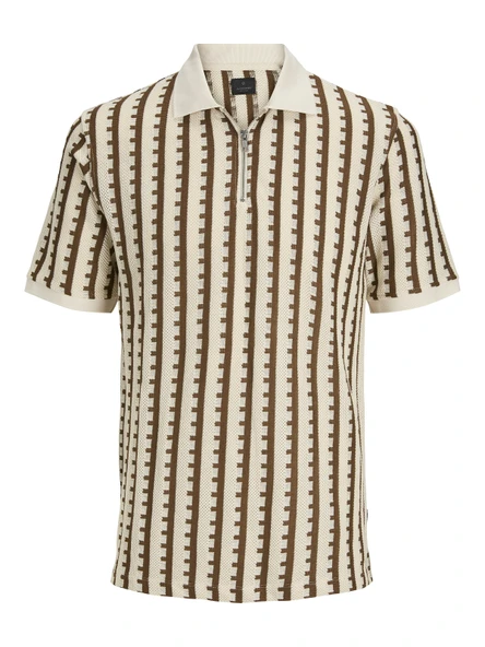 JACK JONES Erkek Örme Fermuar Detaylı Polo Yaka Tişört 12276108