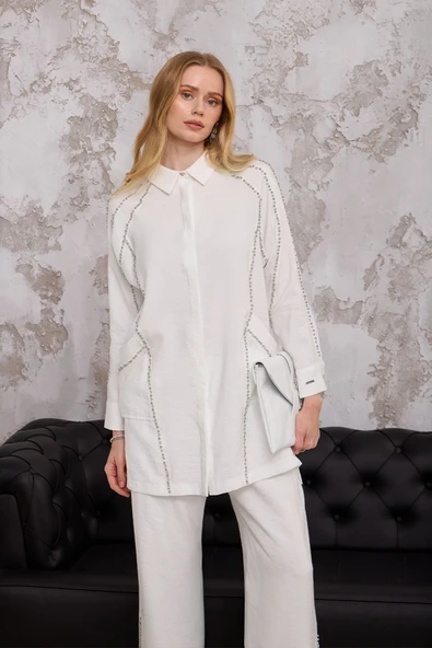 KRİSTAL TAŞLI İPEK CUPRA TAKIM