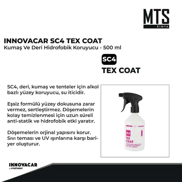 INNOVACAR SC4 TEX COAT Kumaş Ve Deri Hidrofobik Koruyucu - 500 ml - 2