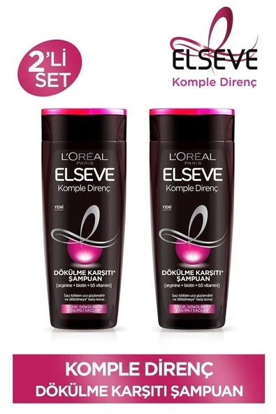 Elseve Komple Direnç Dökülme Karşıtı Şampuan 390 ml 2'li Set