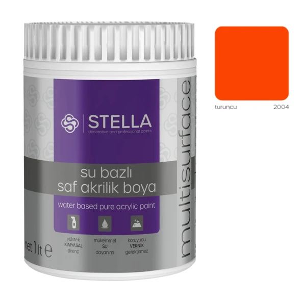 Stella Su Bazlı Saf Akrilik Boya Turuncu Ral-2004 - 1
