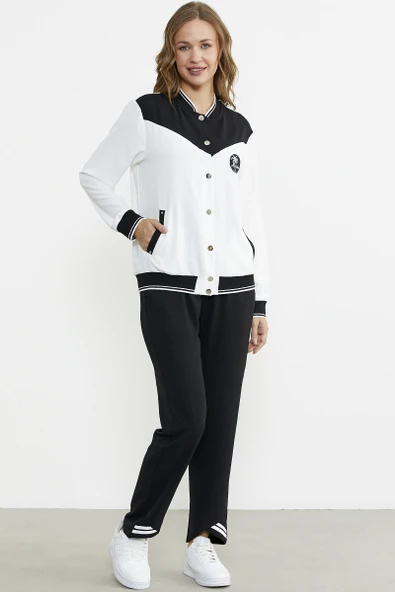 Blok Renk Geçişli Krep Takım - Siyah ürün görseli 1