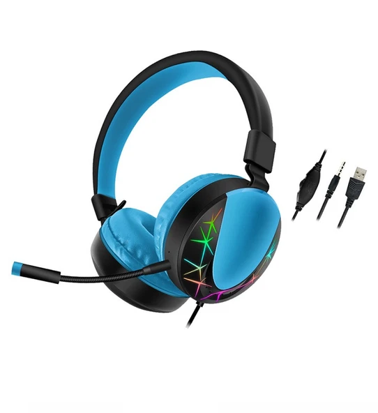 AKZ 021 Kablolu Mikrofonlu Işıklı Oyuncu Kulaklığı RGB - 6