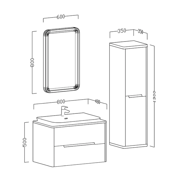 Ubm Arlin 80 Cm Lake Banyo Dolabı Krem - 2