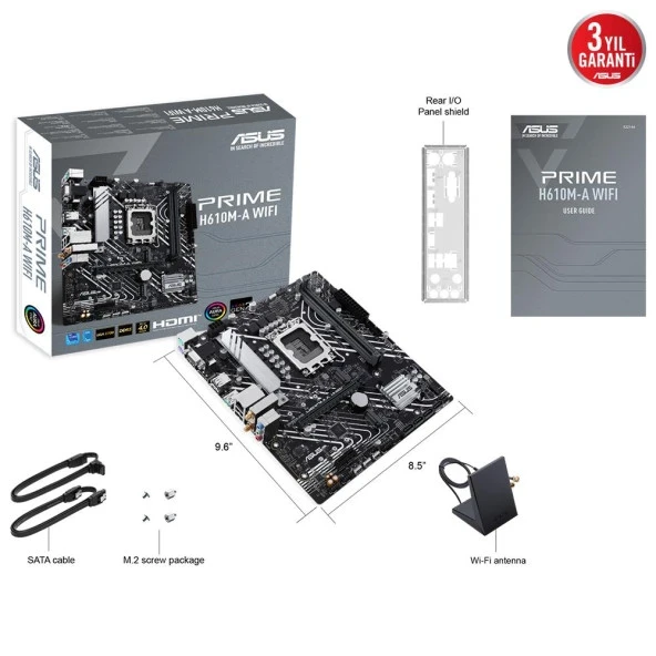 Asus Prime H610M-A Wi-Fi Intel LGA1700 DDR5 5600Mhz (OC) Micro ATX Anakart