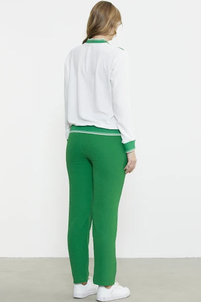 Blok Renk Geçişli Krep Takım - Yeşil - Resim 6