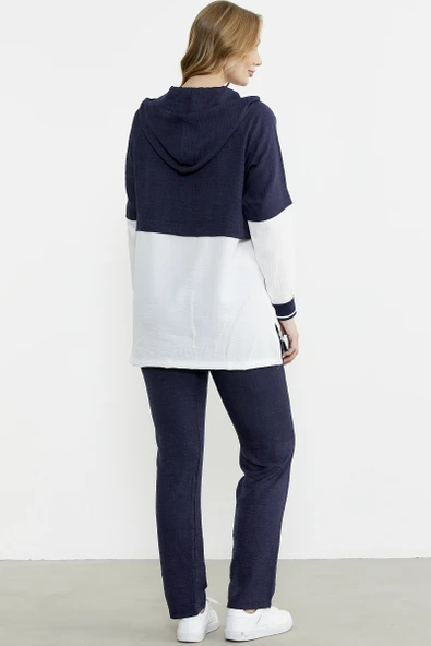 Blok Renk Geçişli Tunik Takım - Lacivert - Resim 6