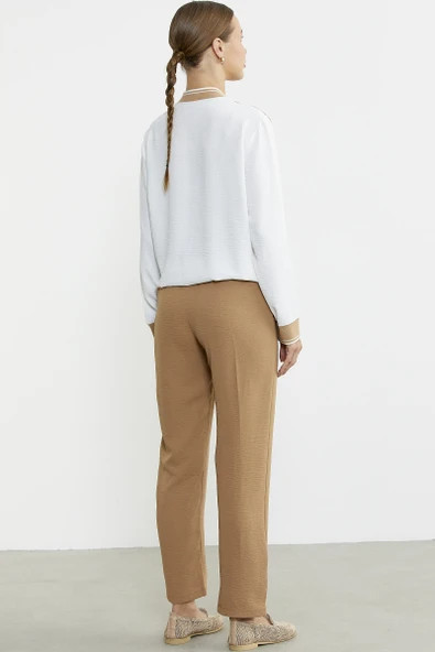 Blok Renk Geçişli Krep Takım - Kamel - Resim 6