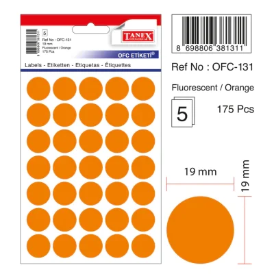 Tanex Florasan OFC-131 Turuncu Ofis Etiketi 19MM