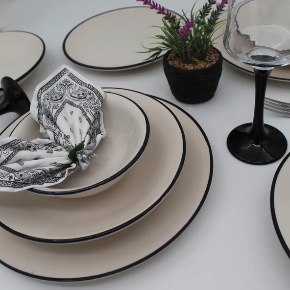 Anka 24 Parça 6 Kişilik Yemek Takımı - Siyah File - 3