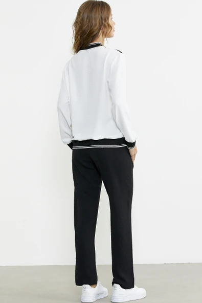 Blok Renk Geçişli Krep Takım - Siyah - Resim 6