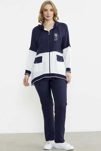 Blok Renk Geçişli Tunik Takım - Lacivert ürün görseli