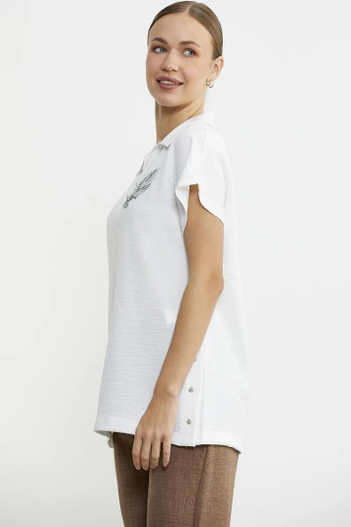 Polo Yaka Keten Görüntülü Takım - Kahve - Resim 5