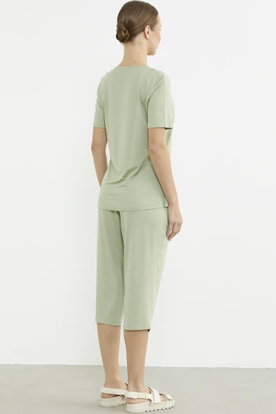 Çizgi Detaylı Kapri Penye Takım - Yeşil - Resim 6