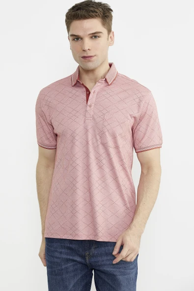 Baskı Detaylı Polo Yaka Tişört - Kiremit - Resim 2