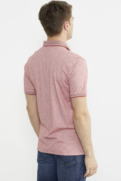 Baskı Detaylı Polo Yaka Tişört - Kiremit - Resim 5