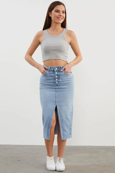 Yüzücü Model Crop Atlet - Gri - Resim 2