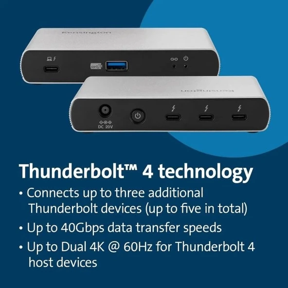 Kensington SD2600T Thunderbolt 4 Hub, Çift 4K (K34036NA) - 3