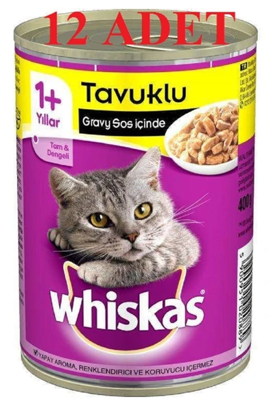 Tavuklu Yetişkin Konserve Kedi Maması 400 Gr X 12 ADET