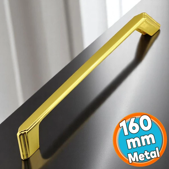 Mobilya Çekmece Mutfak Dolabı Dolap Kulpları Kulbu Kulpu Gold  Altın Metal Kulp 160 mm -16 cm